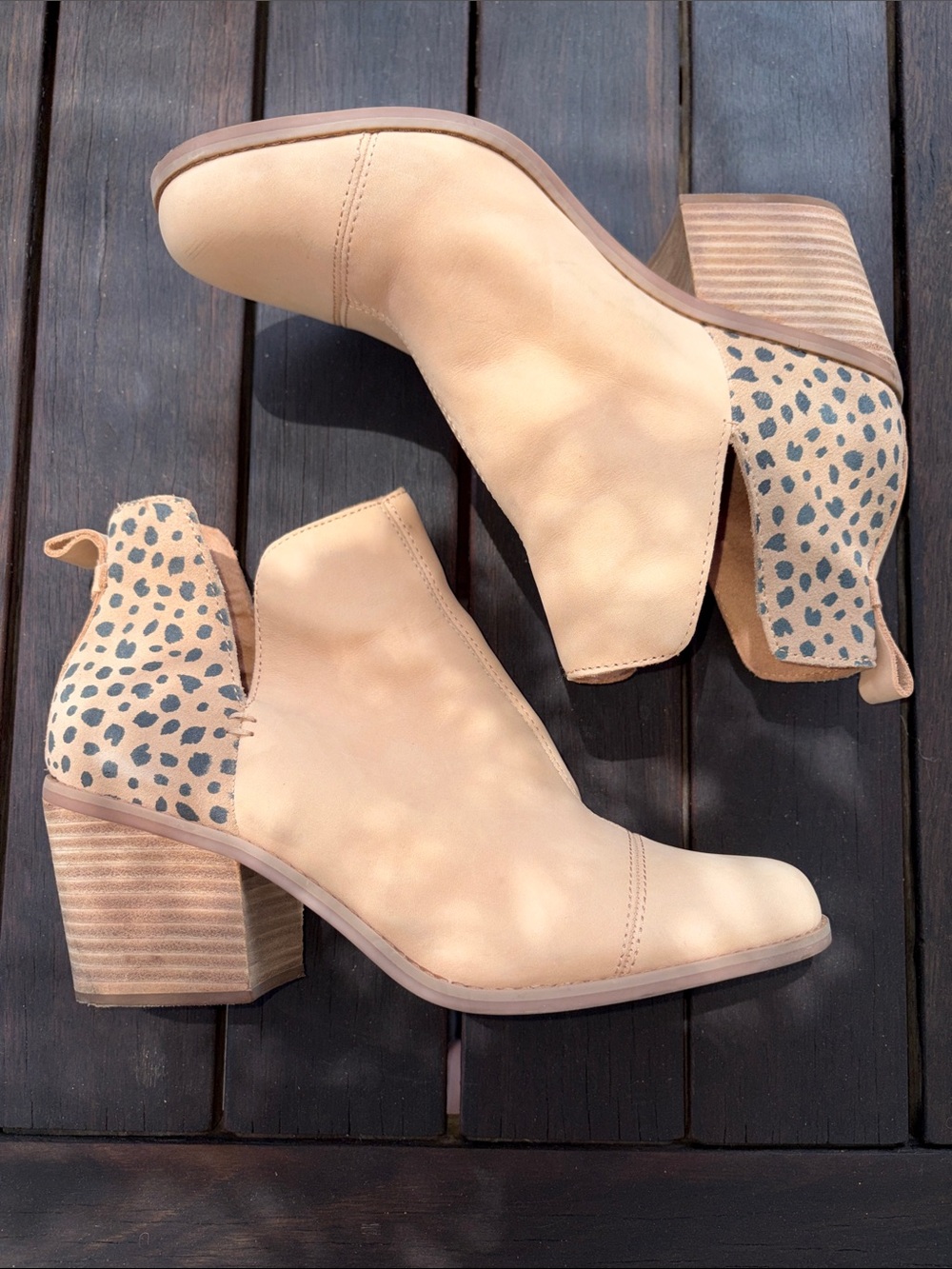 TOMS Cutout Ankle Booties with Cheetah Heel